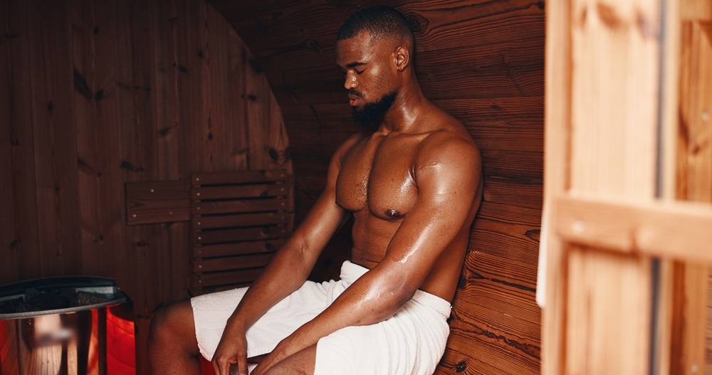 Sauna,,Fitness,And,Relax,With,Black,Man,In,Gym,For Sauna in Wilmington, DE